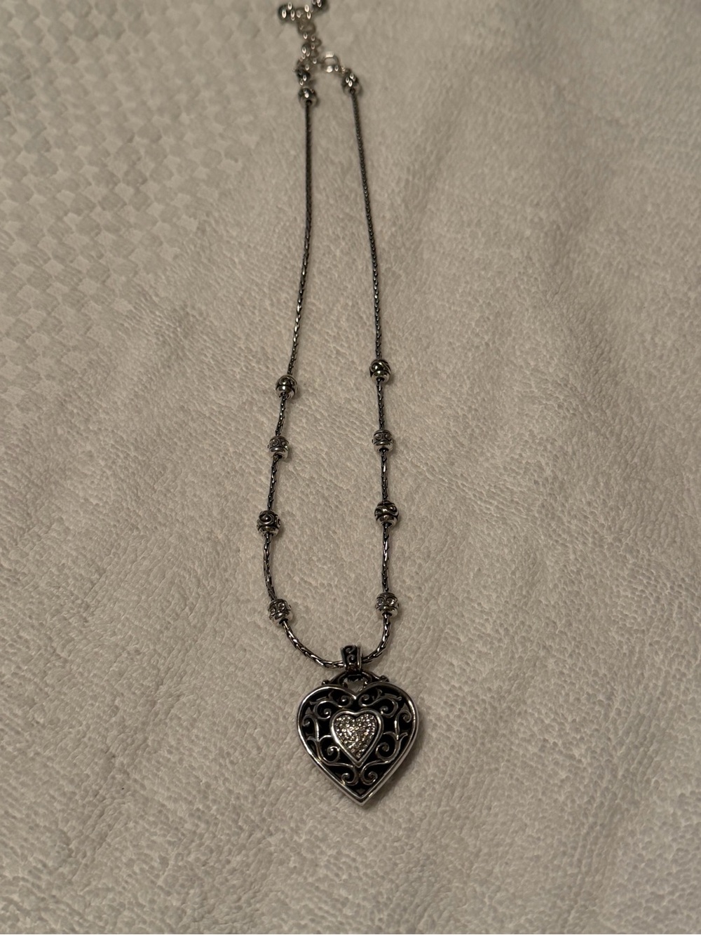 Brighton Silver-Tone Filigree Heart Pendant Necklace